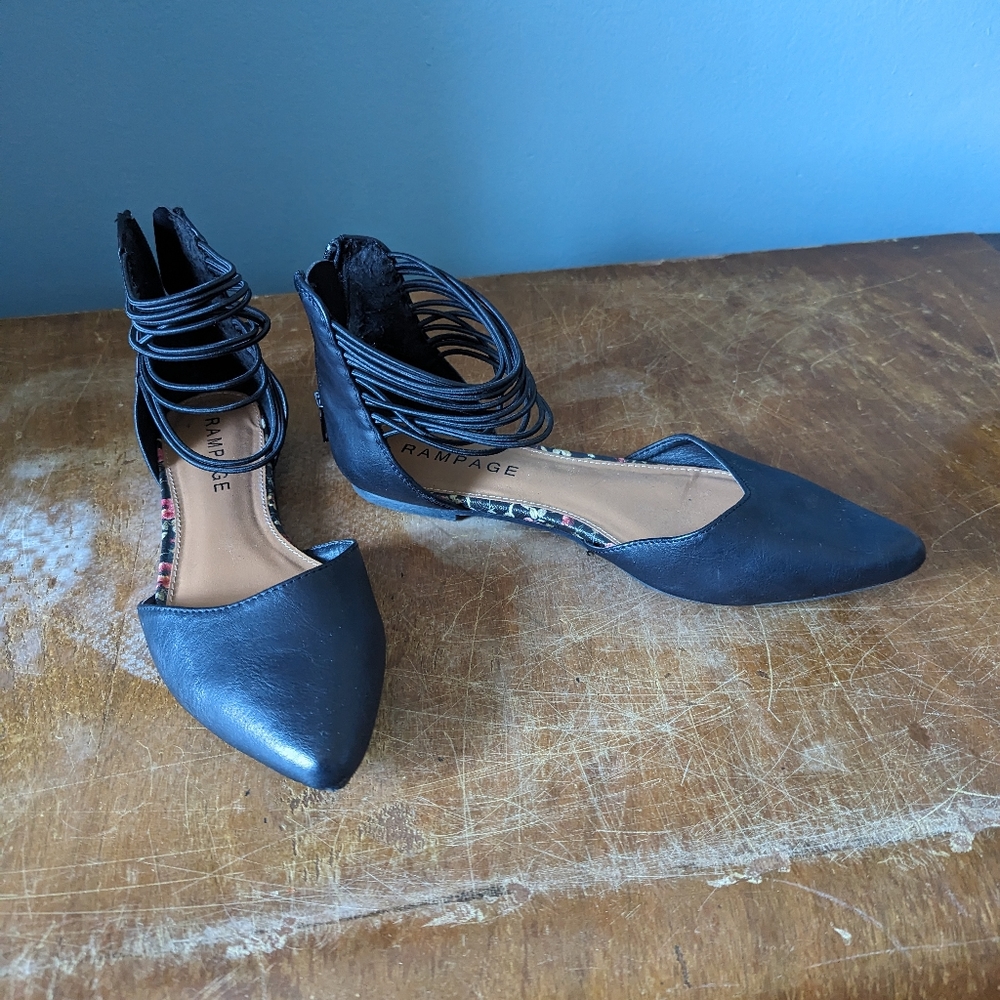 Black Flats with Ankle Detail